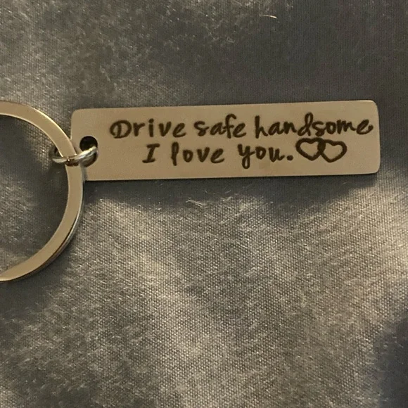 Silver Keychain with Engraved Message - Picture 1 of 2
